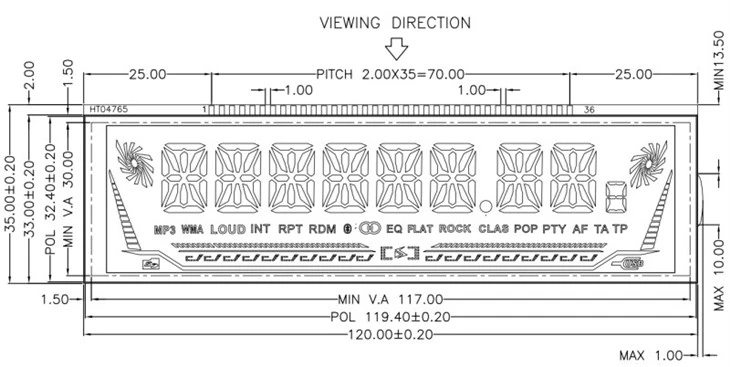 LCD display for automobile audio systems factory